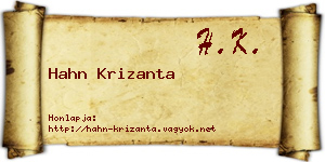 Hahn Krizanta névjegykártya